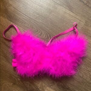 Fuchsia Pink Feathered Bralette